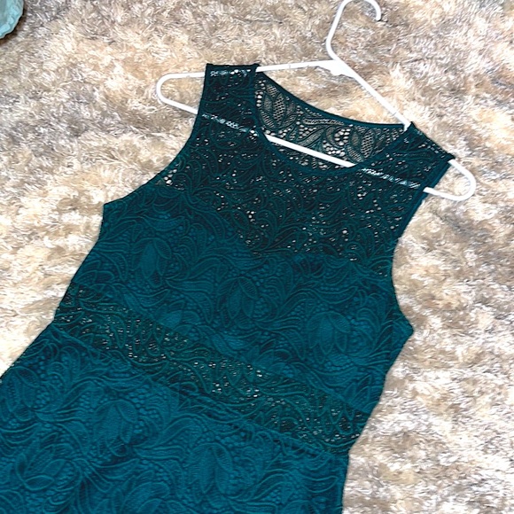 EXPRESS teal sleeveless lace overlay cutout dress - Picture 8 of 11